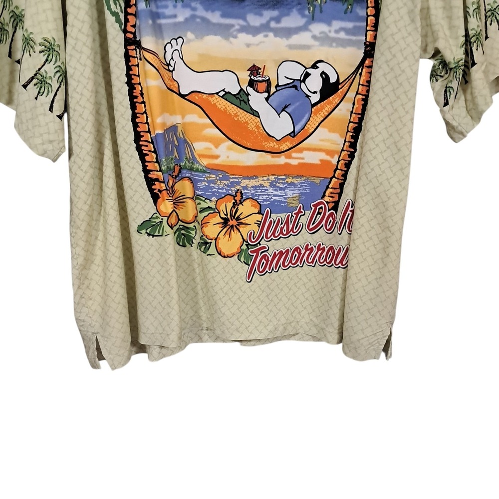 VTG 90s Big Dogs Hawaiian Camp Shirt XL Button Up Baggy Resortwear Travel Beach - Picture 6 of 10